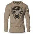 thumbnail image 1 of GYMISH Beast Mode Lightweight Long Sleeve Hooded T-Shirt for Men – Funny Gym Hoodie, Workout Apparel, Khaki, Small, 1 of 4