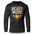 thumbnail image 1 of GYMISH Beast Mode Lightweight Long Sleeve Hooded T-Shirt for Men – Funny Gym Hoodie, Workout Apparel, Silver on Black, Large, 1 of 4
