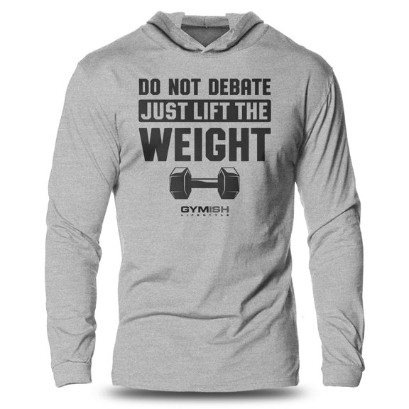 GYMISH Do Not Debate Lightweight Long Sleeve Hooded T-Shirt for Men – Funny Workout Hoodie, Athletic Gym Shirt, Fitness Apparel