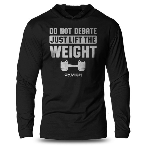 GYMISH Do Not Debate Lightweight Long Sleeve Hooded T-Shirt for Men – Funny Workout Hoodie, Athletic Gym Shirt, Fitness Apparel
