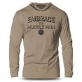 thumbnail image 1 of GYMISH Embrace Muscle Pain Lightweight Long Sleeve Hooded T-Shirt for Men – Athletic Workout Hoodie, Khaki, XXL, 1 of 4