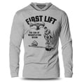 thumbnail image 1 of GYMISH "First Lift" Lightweight Long Sleeve Hooded T-Shirt for Men – Funny Workout Hoodie, Gym Apparel for Fitness Enthusiasts, 1 of 4
