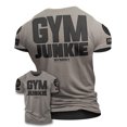 thumbnail image 1 of GYMISH Gym Junkie Workout T-Shirt for Men – Back Design Gym Shirt, Funny Workout Tee, Warm Grey with Sleeve Logo, X-Large, 1 of 7