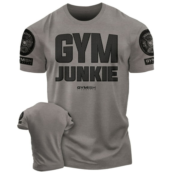 GYMISH Gym Junkie Workout T-Shirt for Men – Front Design Gym Shirt, Funny Workout Tee, Men's Athletic Shirt, Lifting T-Shirt, Gym Clothes for Men