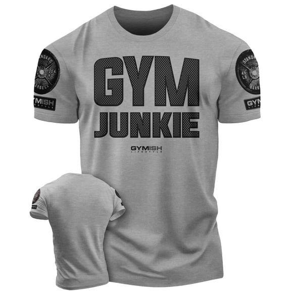 GYMISH Gym Junkie Workout T-Shirt for Men – Front Design Gym Shirt, Funny Workout Tee, Men's Athletic Shirt, Lifting T-Shirt, Gym Clothes for Men