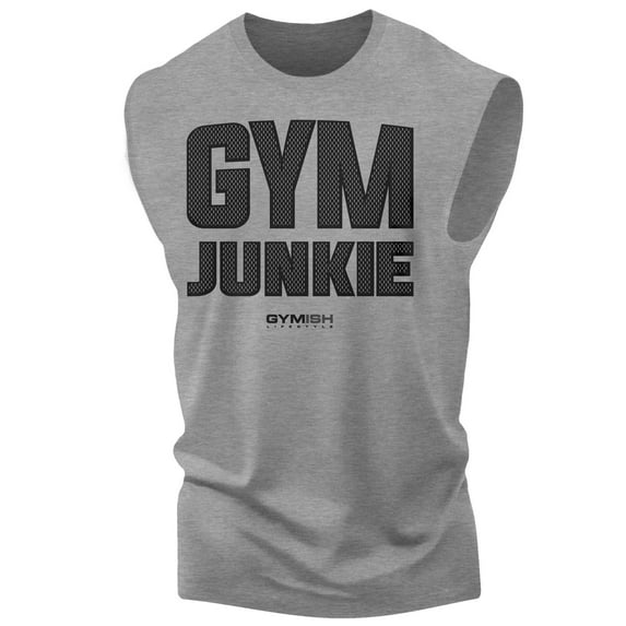 GYMISH Gym Junkie Workout Tank Top for Men – Front Design Gym Shirt, Funny Workout Tee, Men's Athletic Shirt, Lifting T-Shirt, Gym Clothes for Men