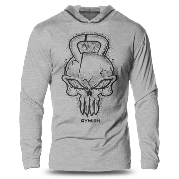 GYMISH Gym Reaper Lightweight Long Sleeve Hooded T-Shirt for Men – Funny Workout Hoodie, Fitness & Bodybuilding Apparel