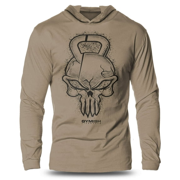 GYMISH Gym Reaper Lightweight Long Sleeve Hooded T-Shirt for Men – Funny Workout Hoodie, Fitness & Bodybuilding Apparel