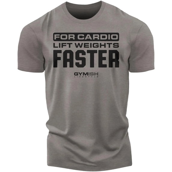 GYMISH Lift Weights, Faster Cardio Workout T-Shirt for Men – Funny Gym Shirt, Motivational Fitness Tee, Mens Athletic Training Top, Gym Wear