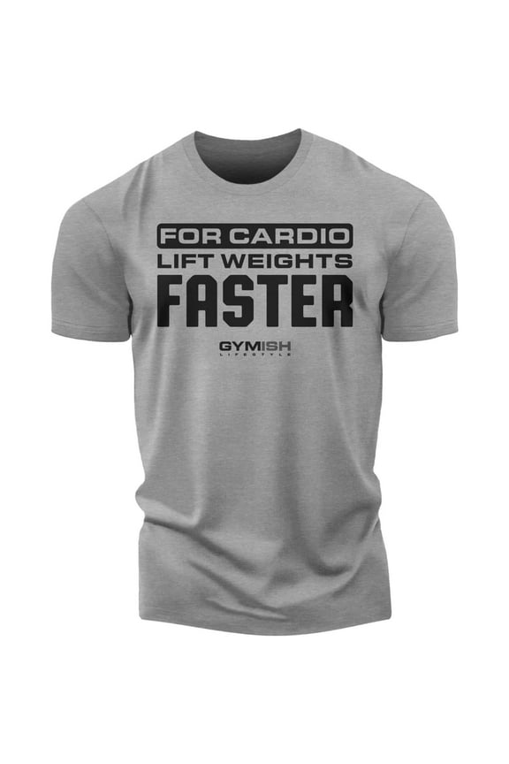 Lift Weights, Faster Cardio Workout T-Shirt for Men – Funny Gym Shirt, Motivational Fitness Tee, Mens Athletic Training Top, Gym Wear