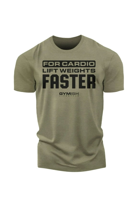 Lift Weights, Faster Cardio Workout T-Shirt for Men – Funny Gym Shirt, Motivational Fitness Tee, Mens Athletic Training Top, Gym Wear