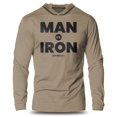 thumbnail image 1 of GYMISH Man Vs. Iron Lightweight Long Sleeve Hooded T-Shirt for Men – Funny Gym Hoodie, Bodybuilding & Workout Apparel, Khaki, Large, 1 of 4