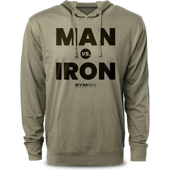 GYMISH Man vs Iron Workout Hoodies Funny Hoodies Gym Sweatshirt Lifting Pullover