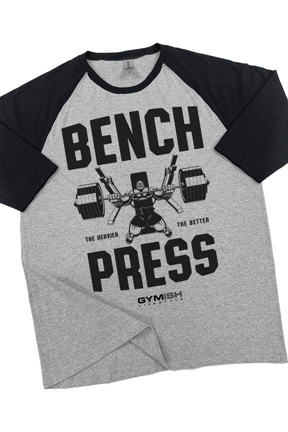 RAGLAN Bench Press Workout Gym T-Shirt – Funny Gym Shirt for Men, Men's Bench Tee, Fitness & Bodybuilding Workout Apparel