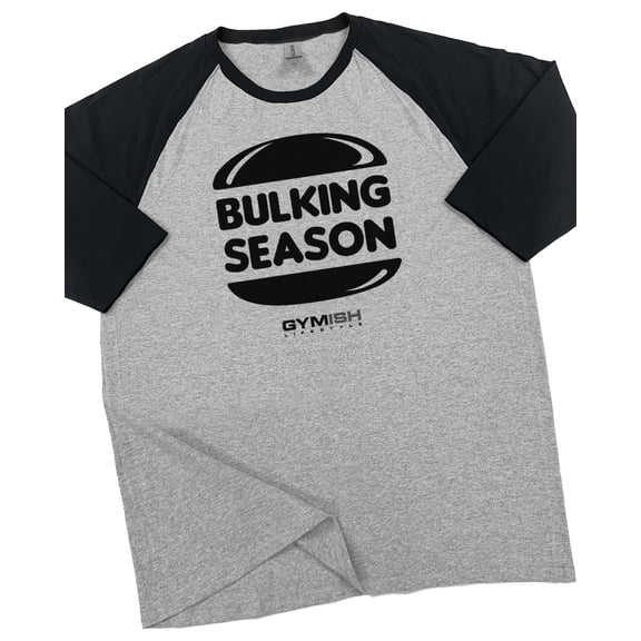 GYMISH RAGLAN Bulking Season Workout Gym T-Shirt – Funny Gym Shirt for Men, Men's Fitness Tee, Bodybuilding & Weightlifting Apparel