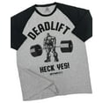 thumbnail image 1 of GYMISH RAGLAN Deadlifts Heck Yes! Workout Gym T-Shirt – Funny Gym Shirt for Men, Men's Deadlift Tee, Fitness & Bodybuilding Workout Apparel, 1 of 6