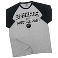 thumbnail image 1 of GYMISH RAGLAN Embrace Muscle Pain Workout Gym T-Shirt – Funny Gym Shirt for Men, Men's Fitness Tee, Bodybuilding & Weightlifting Apparel, 1 of 6