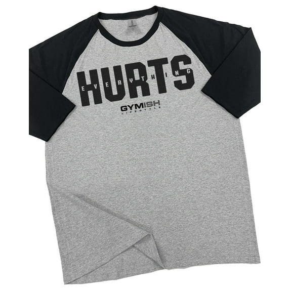 GYMISH RAGLAN Everything Hurts Workout Gym T-Shirt – Funny Gym Shirt for Men, Men's Fitness Tee, Bodybuilding & Workout Apparel