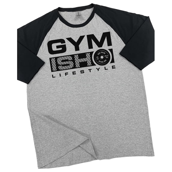 GYMISH RAGLAN GYMISH 3 Workout Gym T-Shirt for Men – Funny Gym Shirt, Fitness & Bodybuilding Tee, Heather Grey, Small