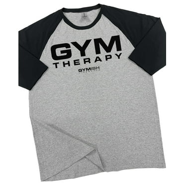 GYMISH RAGLAN Gym Therapy Workout Gym T-Shirt – Funny Gym Shirt for Men, Men's Fitness Tee, Bodybuilding & Weightlifting Apparel