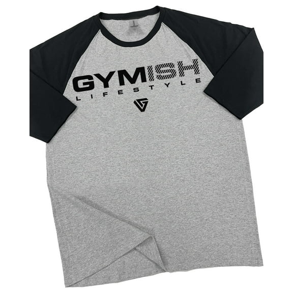 GYMISH RAGLAN Gymish Lifestyle Logo Workout Gym T-Shirt – Funny Gym Shirt for Men, Men's Fitness Tee, Bodybuilding & Weightlifting Apparel