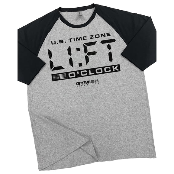 GYMISH RAGLAN LIFT O'Clock Workout Gym T-Shirt Funny Gym Shirt for Men