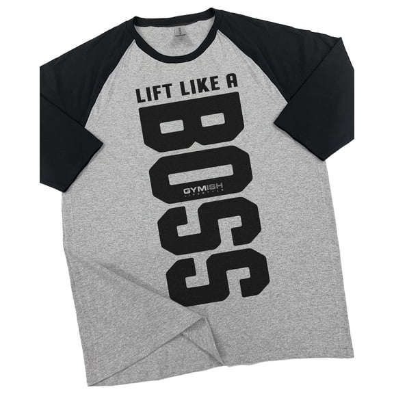 GYMISH RAGLAN Lift Like a Boss Workout Gym T-Shirt – Funny Gym Shirt for Men, Men's Fitness Tee, Bodybuilding & Workout Apparel