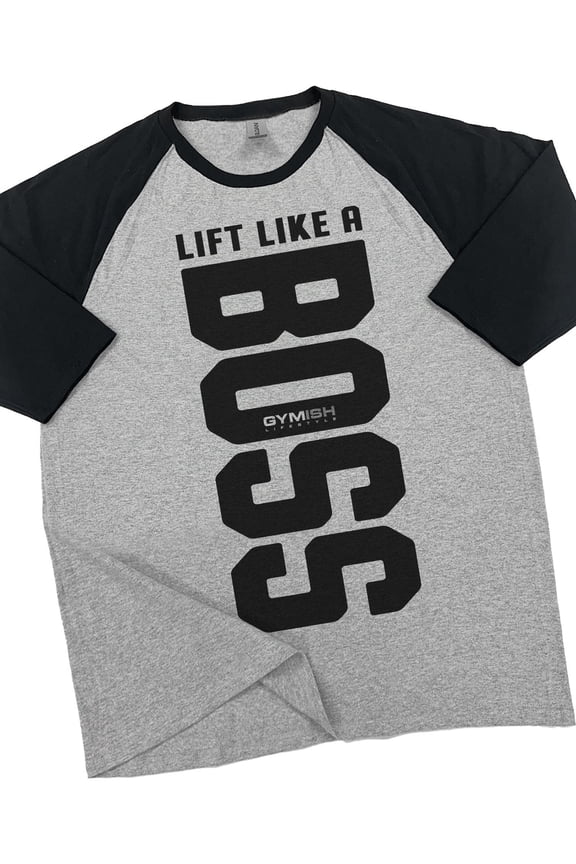 RAGLAN Lift Like a Boss Workout Gym T-Shirt – Funny Gym Shirt for Men, Men's Fitness Tee, Bodybuilding & Workout Apparel