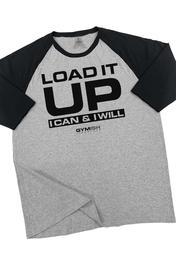RAGLAN Load It Up Workout Gym T-Shirt – Funny Gym Shirt for Men, Weightlifting Tee, Fitness & Bodybuilding Apparel