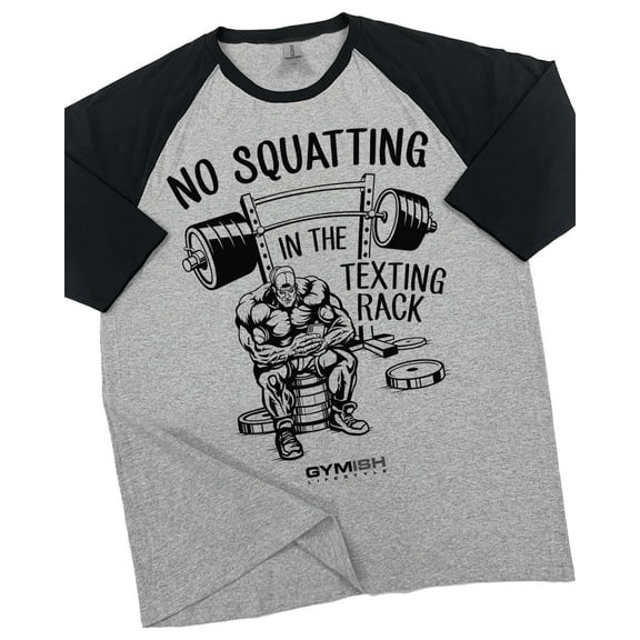 GYMISH RAGLAN No Squatting Workout Gym T-Shirt – Funny Gym Shirt for Men, Men's Fitness Tee, Bodybuilding & Weightlifting Apparel