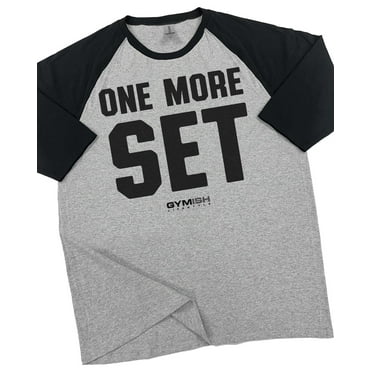 GYMISH RAGLAN One More Set Workout Gym T-Shirt – Funny Gym Shirt for Men, Men's Fitness Tee, Weightlifting & Bodybuilding Apparel