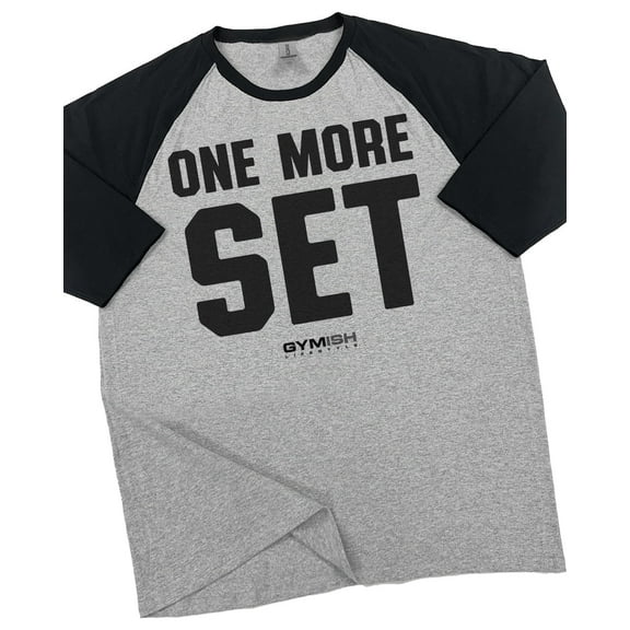 GYMISH RAGLAN One More Set Workout Gym T-Shirt – Funny Gym Shirt for Men, Men's Fitness Tee, Weightlifting & Bodybuilding Apparel