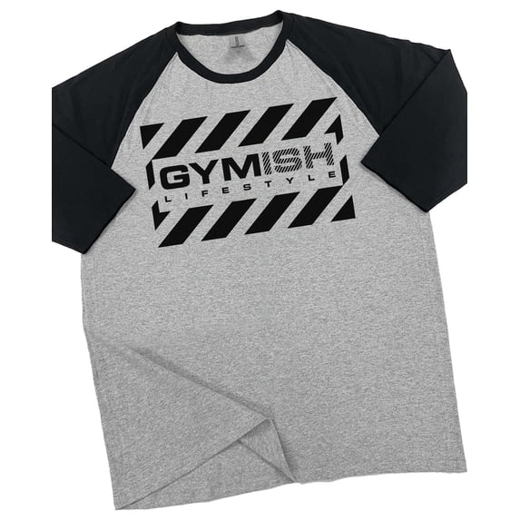 GYMISH RAGLAN Supreme Workout Gym T-Shirt for Men – Funny Gym Shirt, Fitness & Bodybuilding Tee, Heather Grey, Small