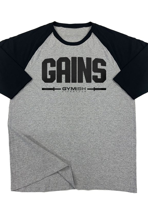 Raglan Gains Funny Workout Gym T-Shirt for Men