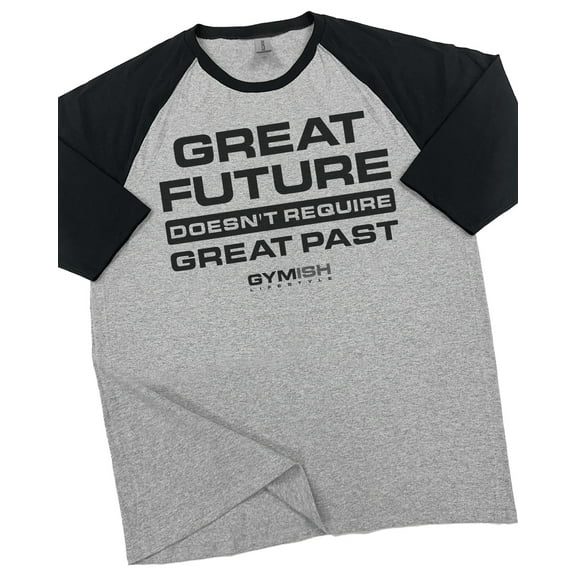 GYMISH Raglan Great Future Workout T-Shirt for Men – Funny Gym Shirt, Mens Fitness Tee, Motivational Workout Clothes, Athletic Gym Wear