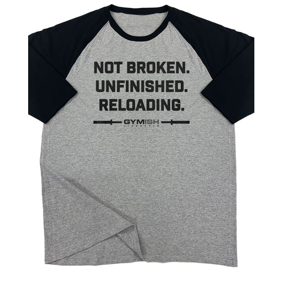 GYMISH Raglan Not Broken Funny Workout Gym T-Shirt for Men