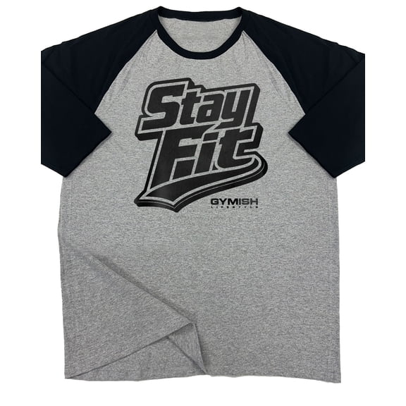 GYMISH Raglan Stay Fit Funny Workout Gym T-Shirt for Men