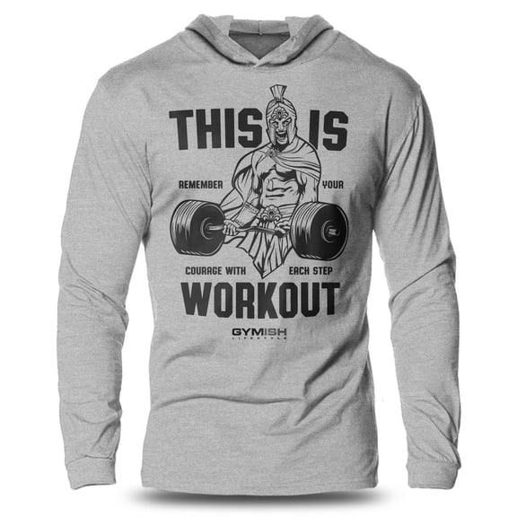 GYMISH Spartan Gym Lightweight Long Sleeve Hooded T-Shirt for Men – Athletic Workout Hoodie, Men’s Long Sleeve Gym Shirt
