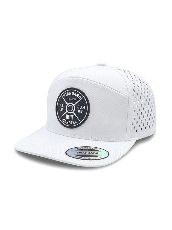 Weightplate Gym Hat for Men, Weight Plate Patch Snapback, 6 Panel Laser Vented Workout Cap