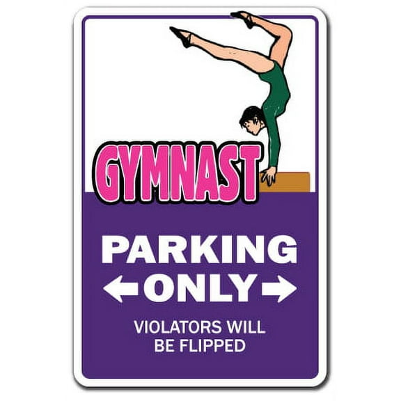 GYMNAST Aluminum Sign parking gymnastics rings uneven parallel horse fitness | Indoor/Outdoor | 14" Tall