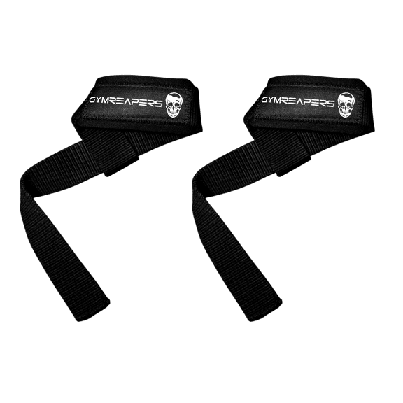 Gymreapers Lifting Wrist Straps for Weightlifting, Bodybuilding, Powerlifting, Strength Training, & Deadlifts - Padded Neoprene with 18 inch Cotton (Black)