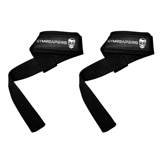 Gymreapers Lifting Wrist Straps for Weightlifting, Bodybuilding, Powerlifting, Strength Training, & Deadlifts - Padded Neoprene with 18 inch Cotton (Black)