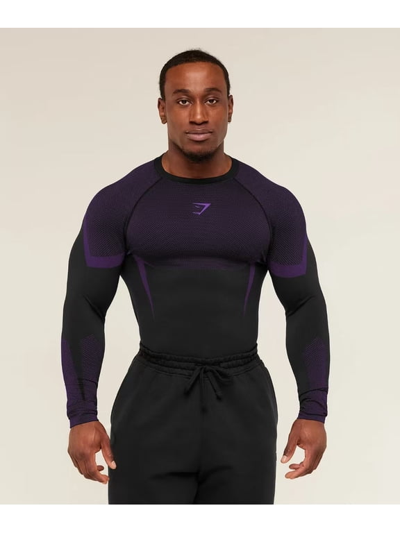 GYMS Men's Long-Sleeve Sports Fitness Quick-Dry Breathable Elastic Round-Neck Short-Sleeve Tight Training Shirt
