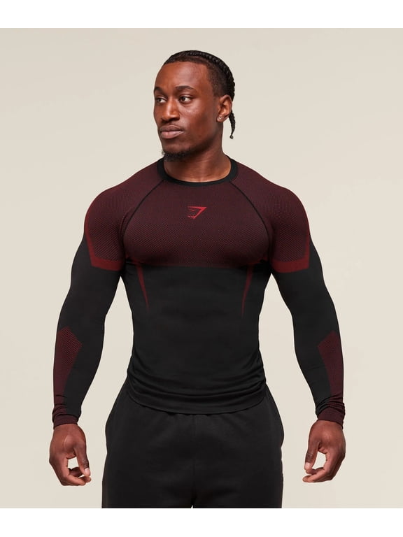 GYMS Men's Long-Sleeve Sports Fitness Quick-Dry Breathable Elastic Round-Neck Short-Sleeve Tight Training Shirt