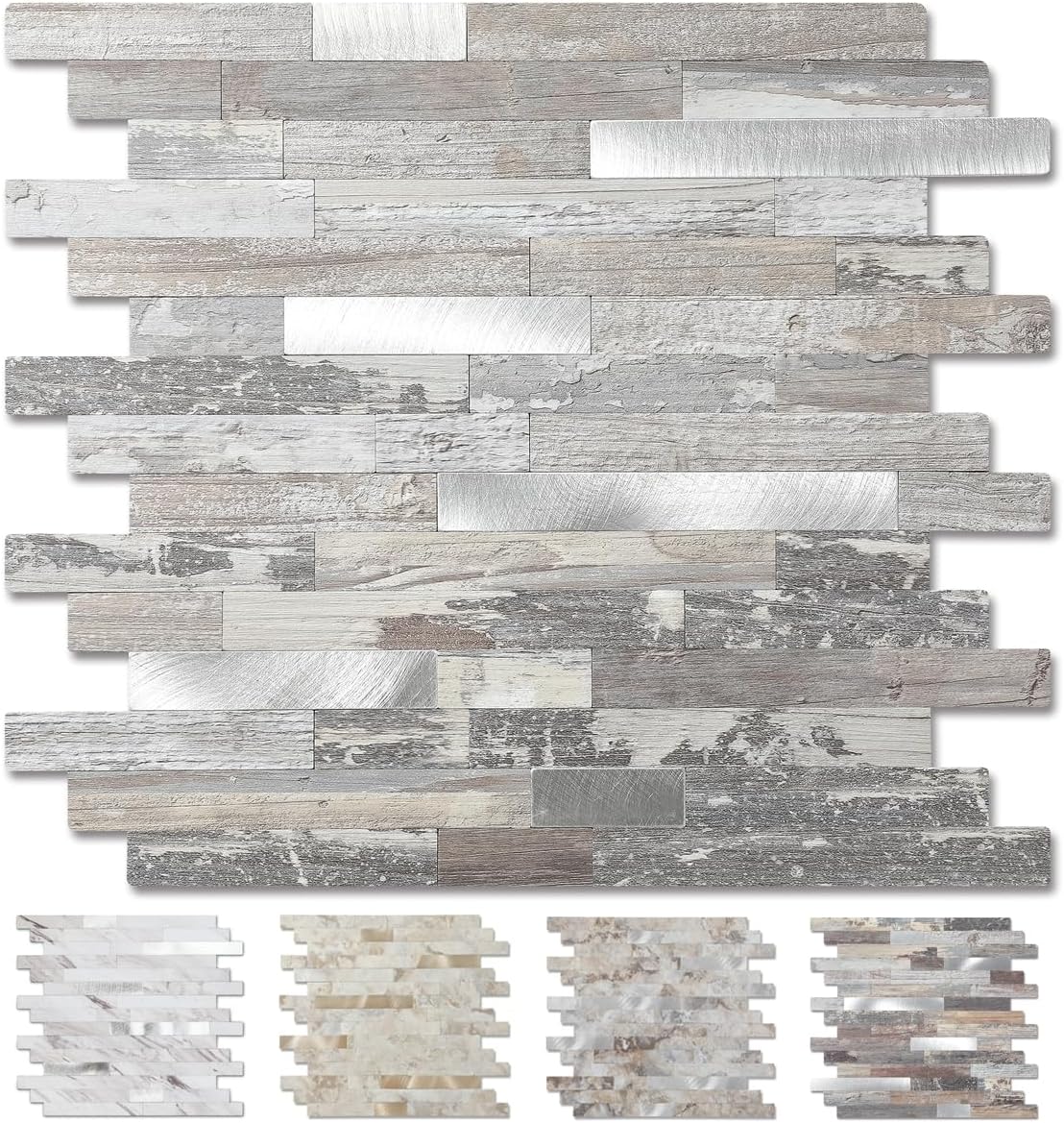 GYMY 20 Sheets Peel and Stick Stone Metal Tile Backsplash, Stick on