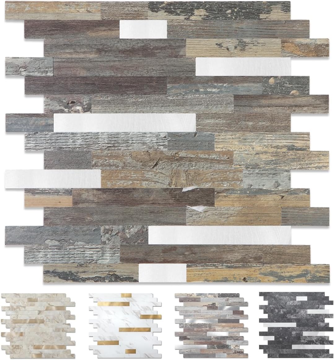 GYMY 20 Sheets Peel and Stick Stone Metal Tile Backsplash, Stick on