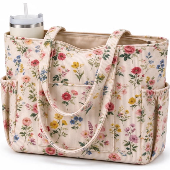 GYNKY Corduroy Tote Bag for Women Large Capacity Work Bag Weekender Duffle Bags with 6 Pockets Shoulder Crossbody Handbag for Office Travel Gym and Everyday Use Overnight