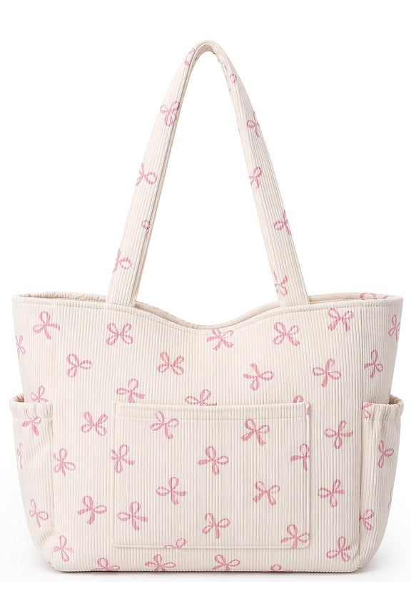Corduroy Tote Bag for Women Large Capacity Work Bag Weekender Duffle Bags with 6 Pockets Shoulder Crossbody Handbag for Office Travel Gym and Everyday Use Overnight
