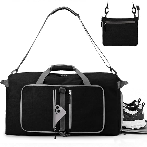 GYNKY Travel Duffle Bag 24" Foldable Weekender Bags Men Women, 66L Carry on Waterproof Overnight Bag Gym Bag with Shoes Compartment Trolley Sleeve, Large Packable Tote Duffel Bag for Sports Plane