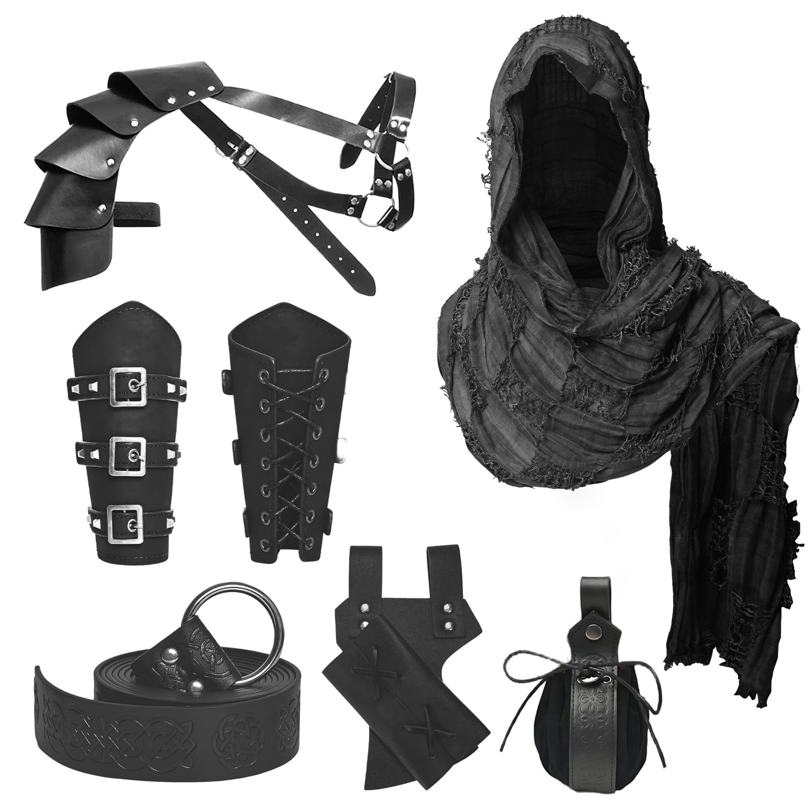 Knight Scarf GYQMBT 6 Pcs Medieval Knight Accessories,Renaissance Viking Beggar's ...